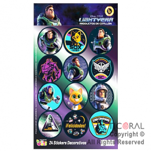 BUZZ LIGTHYEAR STICKERS AUTOADHESIVOS X 24 UNIDADES